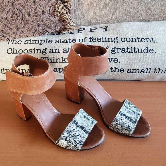 ENZO ANGIOLINI BROWN LEATHER SNAKE SANDAL - Picture 5 of 5